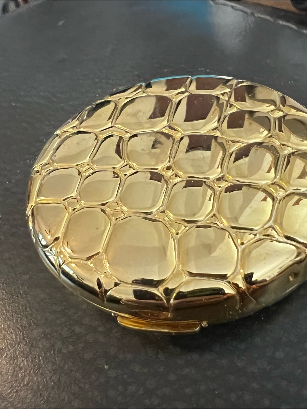 Gold Textured Compact Mirror - Women Accessories not used.